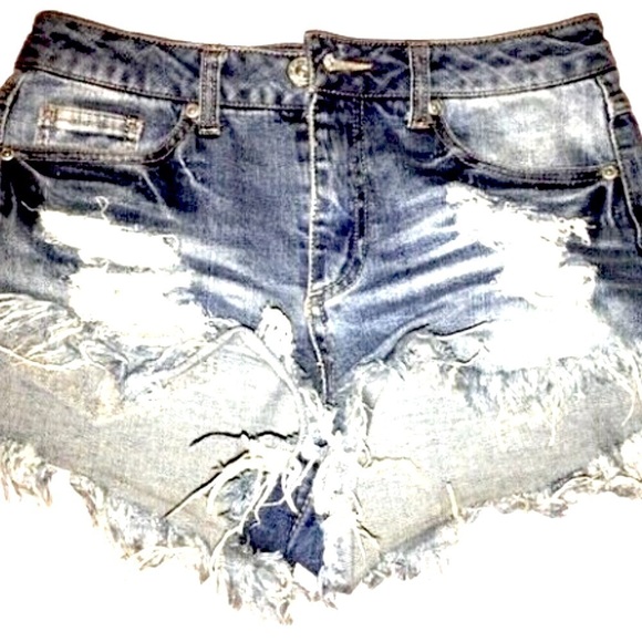 High Thigh Cut Off Shorts Frayed Rewash, High Waist, Distressed - Picture 1 of 5